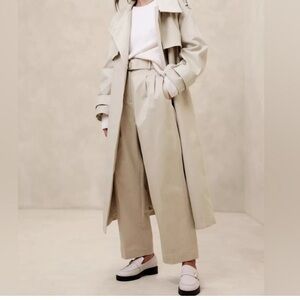 Banana Republic Cruz Pleated Wide-Leg Chino Pant Natural Stone Size 10